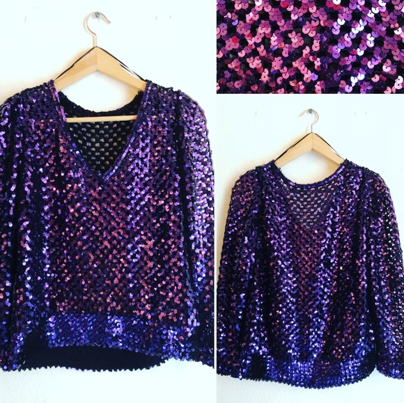 purple sequin sweater